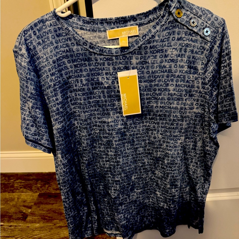 MICHAEL KORS PEACE LOVE BLUE T-SHIRT